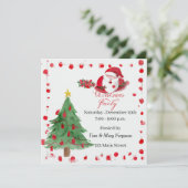 Silly Santa Watercolor Christmas Party Invitation Kaart (Staand voorkant)