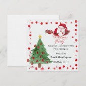 Silly Santa Watercolor Christmas Party Invitation Kaart (Voorkant / Achterkant)