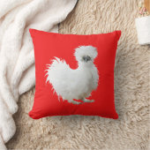 Silly Silkie Chicken on Red Kussen (Deken)