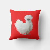 Silly Silkie Chicken on Red Kussen (Achterkant)