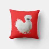 Silly Silkie Chicken on Red Kussen (Voorkant)