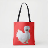 Silly Silkie Chicken on Red Tote Bag (Voorkant)