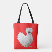 Silly Silkie Chicken on Red Tote Bag (Achterkant)