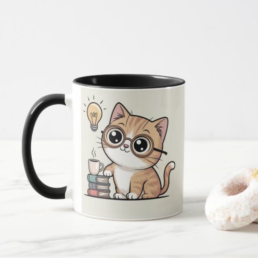 Silly Smart Cat Mug Mok (Met donut)