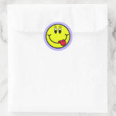 Silly Smiling Face Emoji Round Sticker (Tas)