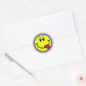 Silly Smiling Face Emoji Round Sticker (Envelop)