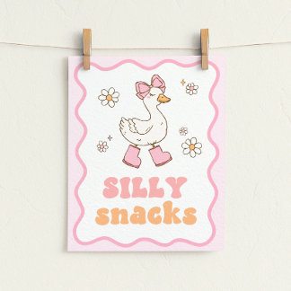 Silly Snacks Goose Table Sign Poster