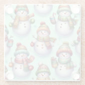Silly Snowmen Glazen Onderzetter (Achterkant)