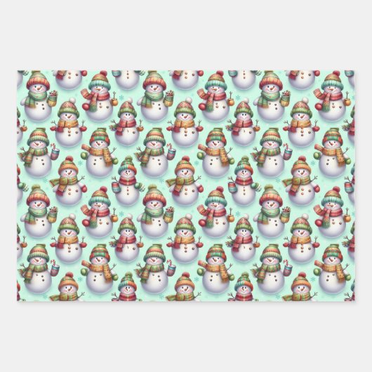 Silly Snowmen Inpakpapier Vel (Voorkant)