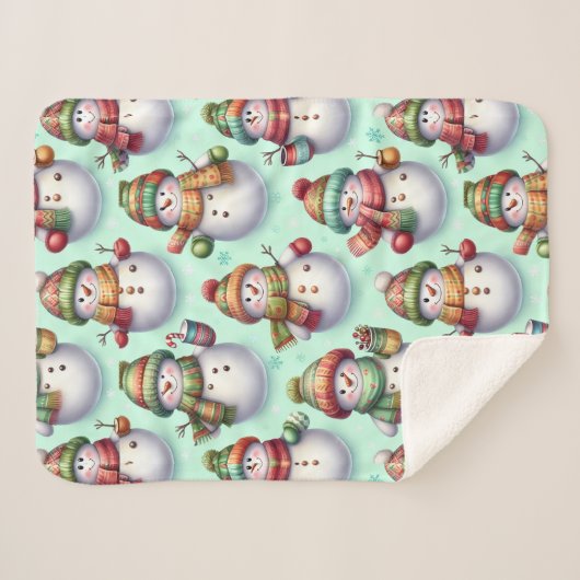 Silly Snowmen Sherpa Deken (Voorkant (horizontaal))