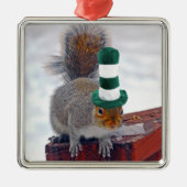 Silly Squirrel with Green Striped Hat Ornament (Voorkant)