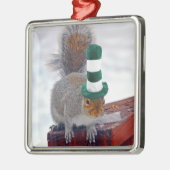 Silly Squirrel with Green Striped Hat Ornament (Links)