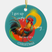 Silly Sunny Funny Colorful Rooster Christmas  Keramisch Ornament (Voorkant)