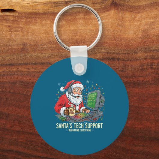 Silly Tech Support Rebooting s Computer Santa Sant Sleutelhanger (Voorkant)