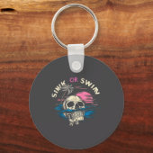 Silly Tropical Sunset Skull Sink Ocean Swim Sleutelhanger (Voorkant)