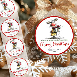 Silly whimsical reindeer sticker funny deer charm