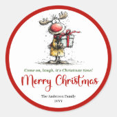 Silly whimsical reindeer sticker funny deer charm (Voorkant)