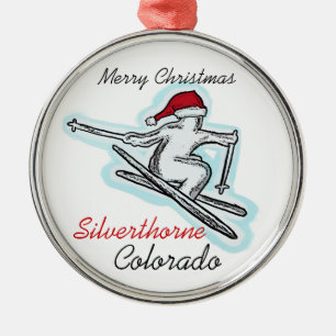 Silniettemin Colorado santa skier pet ornament