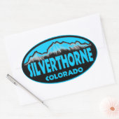 Silniettemin orne Colorado blauwe ovale stickers (Envelop)