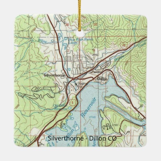 Silniettemin orne Colorado Topo Map Keramisch Ornament (Achterkant)
