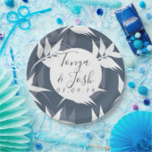 Silohuette Navy Garden Leaves Wedding Papieren Bordje (Feest)