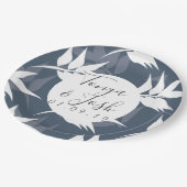 Silohuette Navy Garden Leaves Wedding Papieren Bordje (Gekanteld)