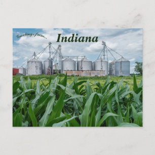 Silos en een korenveld in Indiana Briefkaart