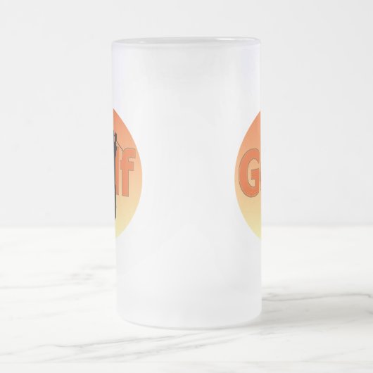 Silouhette van Golfer Matglas Bierpul (Center)