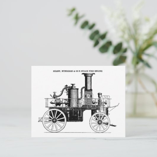 Silsby 1858 Steam Fire Engine Briefkaart (Staand voorkant)