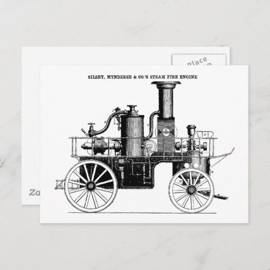 Silsby 1858 Steam Fire Engine Briefkaart (Voorkant / Achterkant)