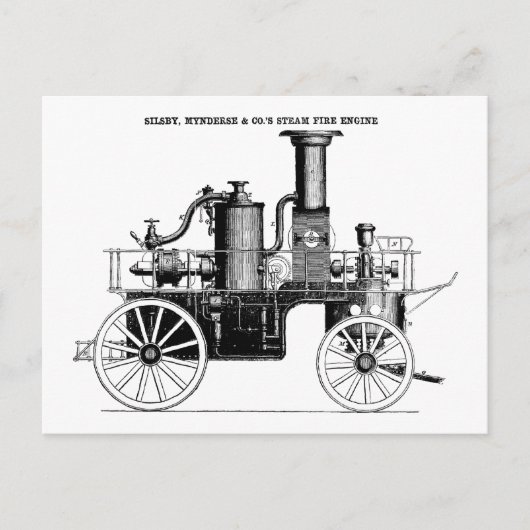 Silsby 1858 Steam Fire Engine Briefkaart (Voorkant)
