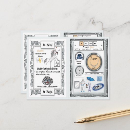 Silubhra - Silver Horn Unicorn Kaart (Voorkant / Achterkant in situ)