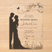 Silueta de novio y novia acryl uitnodigingen (Voorkant)