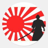 Silueta Samurai. Ronde Sticker (Voorkant)