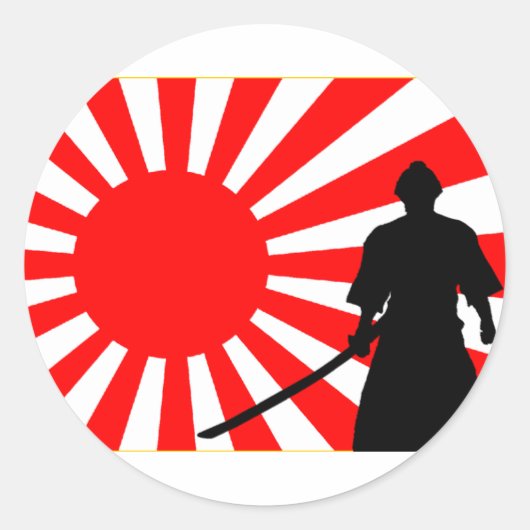 Silueta Samurai. Ronde Sticker (Voorkant)