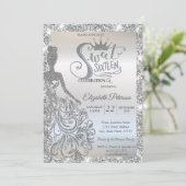 Silv Glitter Dress,Tiara Sparkle Sweet 16  Kaart (Staand voorkant)