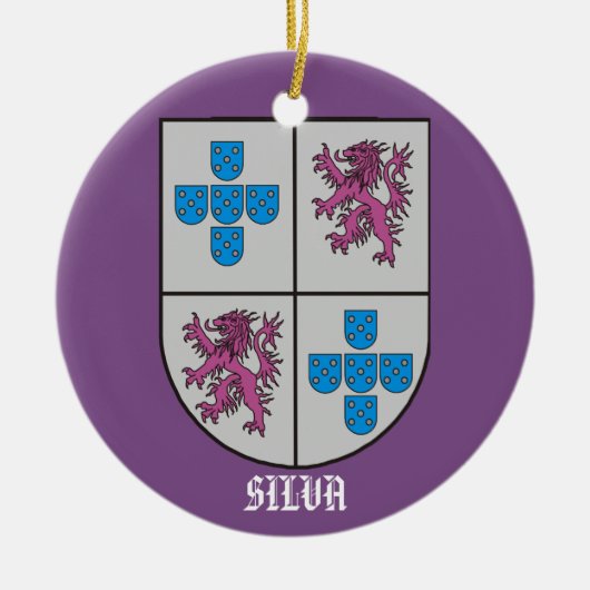 Silva Family Coat of Arms Kerstmis Keramisch Ornament (Voorkant)