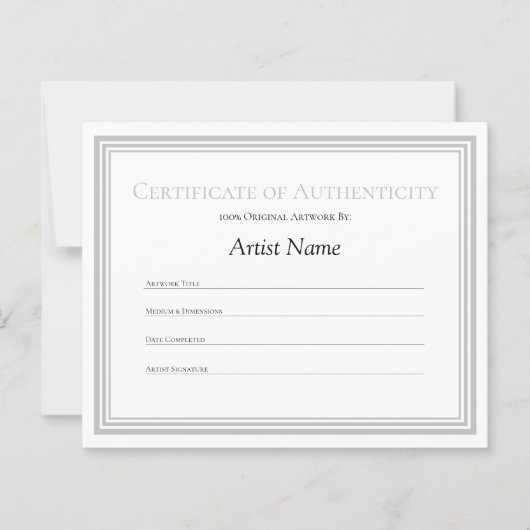 Silve Border Paper Certificate of Authenticity Art (Voorkant)