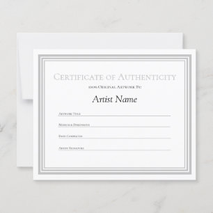 Silve Border Paper Certificate of Authenticity Art