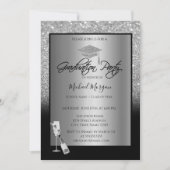 Silve Glitter Gradup, Wijn, Glazen Afstuderen Kaart (Voorkant)