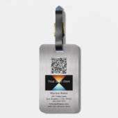 Silve Metal, Business, Name & Monogram, Green Box Bagagelabel (Achterkant verticaal)