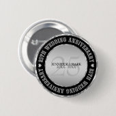 Silve Wedding Jubileum Metallic Silver & Black Ronde Button 5,7 Cm (Voorkant /achterkant)