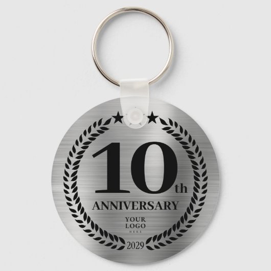 Silver 10e Business Jubileum Herdenking Sleutelhanger (Voorkant)