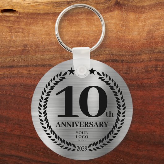 Silver 10e Business Jubileum Herdenking Sleutelhanger (Voorkant)