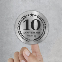 Silver 10e Jubileum Business Logo Sticker