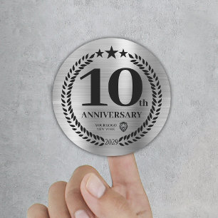Silver 10e Jubileum Business Logo Sticker