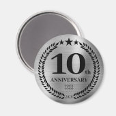 Silver 10th Business Jubileum Magneet (Voorkant / Achterkant)