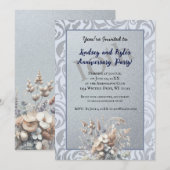 Silver 10th Wedding Jubileum Party Invitation Kaart (Voorkant / Achterkant)