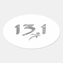 Silver 13.1 halve marathon ovale sticker