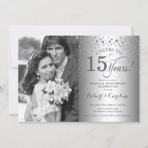 Silver 15th Wedding Jubileum met foto Kaart